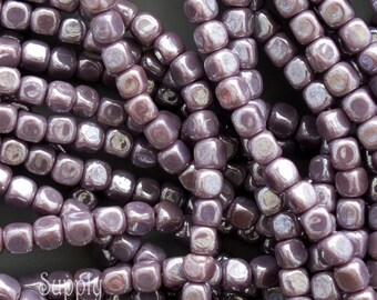 3135, 4mm Luster Opaque Lavender Cube Beads - 4x4mm Opaque Luster Lavender Cubes, 100 beads, Round Edge Pressed Cube Beads, Lavender Cube