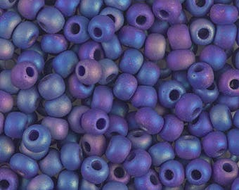 6/0 Miyuki Matte Opaque Cobalt AB Seed Beads, 16 Grams, 6-414FR Matte Cobalt AB Miyuki 6/0 Seed Beads, 4486