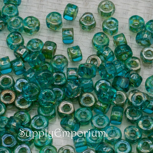 Czech Seed Beads, 2/0 Matubo Cut Aqua Rembrandt Seed Beads - 2/0 Cut Aqua Rembrandt Seed Beads, 1715R (15g)