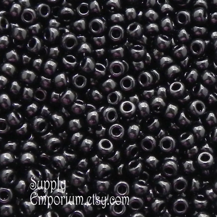 Size 8/0 Miyuki Opaque Black Seed Beads - Color 8-401, Miyuki Jet Black  8/0, 2040 (15g)