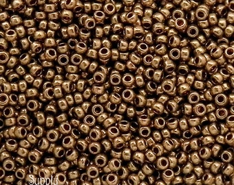 Seed Beads, Round Seed Bead, 11/0 Miyuki 11-457L Seed Beads - Metallic Light Bronze 11/0 Miyuki Seed Beads, 1973RR (10g)