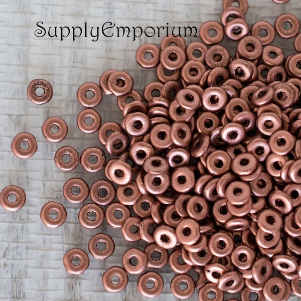 Vintage Copper O Beads - 3.8x1mm - Metallic Vintage Copper Zero Beads - Vintage Copper Ring Beads, 6000 (5g)