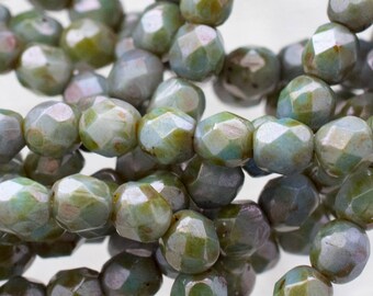 4mm Coin Fire Polished Faceted Jet Picasso Beads 50 Pieces
