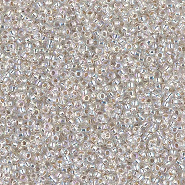 15/0 Miyuki Silver Lined Crystal AB, 15-1001 Miyuki Silver Lined Crystal AB Seed Beads, 3640R  (5g)