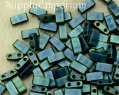 2639R, Miyuki Matte Metallic Blue Green Iris 1 2 Tila Bead, 5 Grams, Miyuki 2064 Matte Metallic Blue Green Iris 1 2 Tila Beads