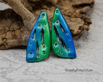 Earring Charm, Handmade Polymer Clay Components, 17x39mm Polymer Clay Long Drop Earring Charm, 2 Pieces (1 Pair), CLAY 2461