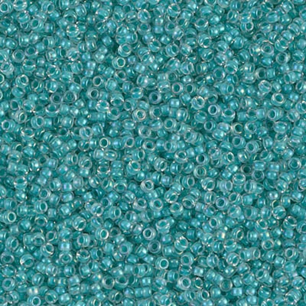 3599R, Miyuki 15/0 Turquoise Green Lined Crystal AB Seed Beads, 5 Grams, Miyuki 15-2208 Turquoise Green Lined Crystal AB 15/0 Seed Bead