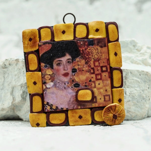 CLAY 2246 Handmade Polymer Clay Klimt Adele Window Pendant, 39x54x7mm Polymer Clay Pendant