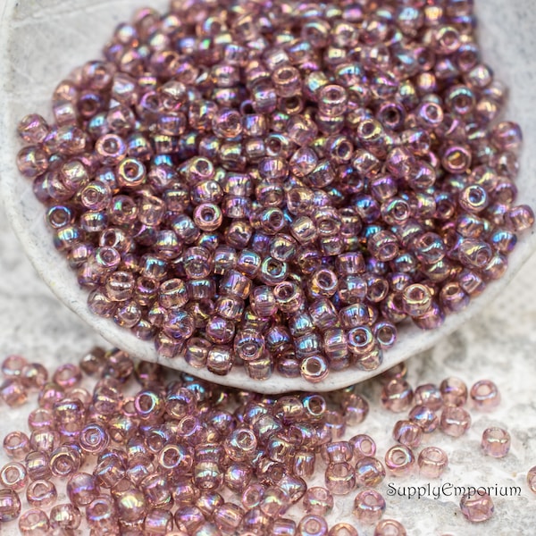 8/0 Toho Transparent Rainbow Light Amethyst Seed Beads - Toho 8-166 Rainbow Light Amethyst 8/0 Seed Beads, 2731RR (15g)