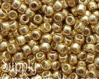 2535 - 8/0 Toho PermaFinish Galvanized Starlight Seed Beads - 15 grams - Toho 8/0 Seed Beads - Color 8-PF557 - Shiny Gold 8/0 Seed Beads*