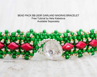 Bead Pack BB-283R Garland Madras Bracelet, Free Tutorial by Nela Kábelová Available Separately, BB283R Bead Pack for Garland Bracelet