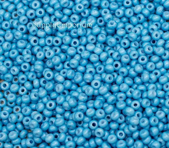 5198S1 - 8/0 Opaque Pacific Preciosa Sol Gel Seed Bead - Washable Pacific Blue Opaque 8/0 Seed Bead - 15 Grams
