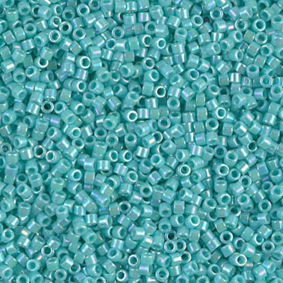 DB1576 - 11/0 Miyuki Delica Seed Beads - Opaque Sea Opal AB, DB-1576 Miyuki  Delica Beads - 5 Grams - Miyuki Delica 1576 Sea Opal