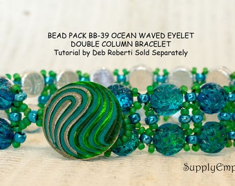 Bead Packs, Bracelet Pack, Beaded Bracelet Supplies, Bead Pack BB-39 Ocean Waves Double Eyelet Bands