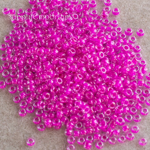 2299 - Size 8/0 Miyuki Fuchsia Lined Crystal Seed Beads - 15 grams - Fuchsia 80 Seed Beads - Miyuki # 209