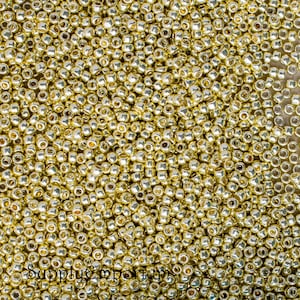 Toho ROUND 11/0 Seed Beads #PF559 PERMAFINISH GALVANIZED YELLOW GOLD (2.5  tube)