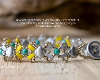 Bead Pack BB252RR Silver Canary Lucy Bracelet, Free Tutorial Available Separately BB-252RR Silver Canary Bead Pack