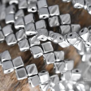 MINI Silky Bead,  5mm Bronze Aluminum Czech Glass Two Hole MINI Silky Beads, 3834 (40 Beads)