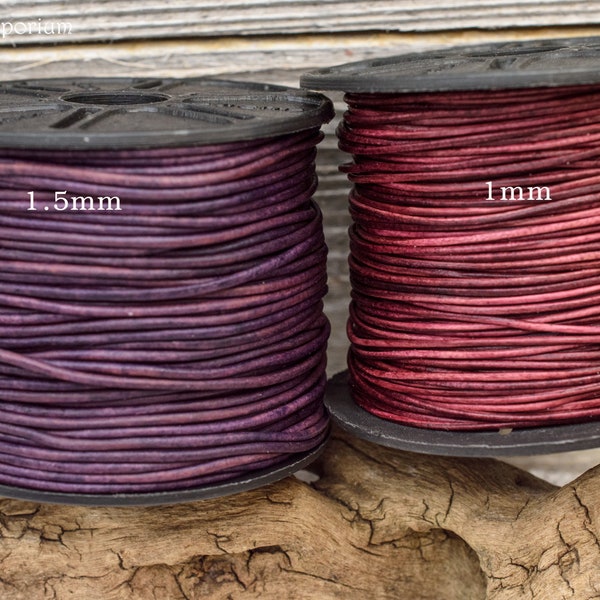 Round Leather Cord - Indian Leather - Natural Violet Indian Leather Cord, 4 Yards (12 Feet) Color/Size Choice