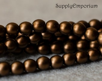 2194R (150)   - 3mm Brown Satin Czech Glass Pearls - Satin Finish 3mm Czech Chocolate Brown Glass Pearls