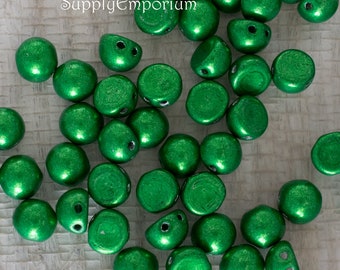 5248, 7mm Saturated Metallic Kale Cabochon, Saturated Metallic Kale 7mm Cabochon, 25 Beads