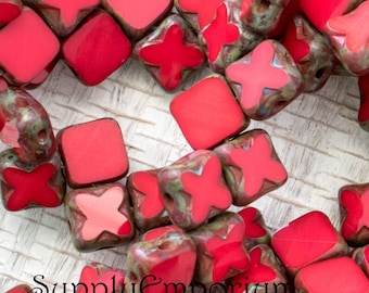 Silky Bead, 2 Hole Bead, Red Travertin 6mm Silky Beads, 20 Beads, 4716