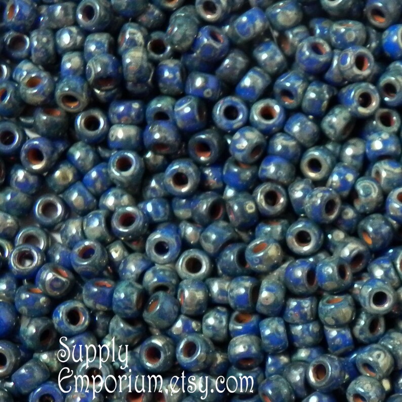 1591-70 Matubo Navy Silver Picasso Seed Beads 15 grams 70 Matubo Navy with Silver Picasso