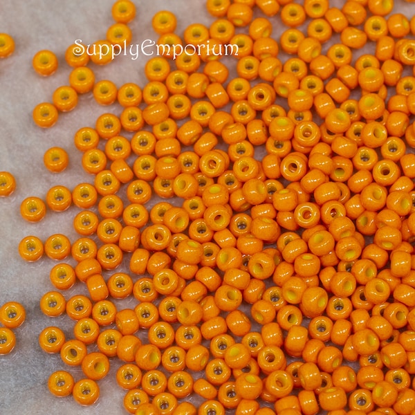 8/0 Duracoat Dyed Opaque Kumquat Miyuki Seed Beads, Miyuki 8-4454 Round Seed Beads, 15 grams (1203R)