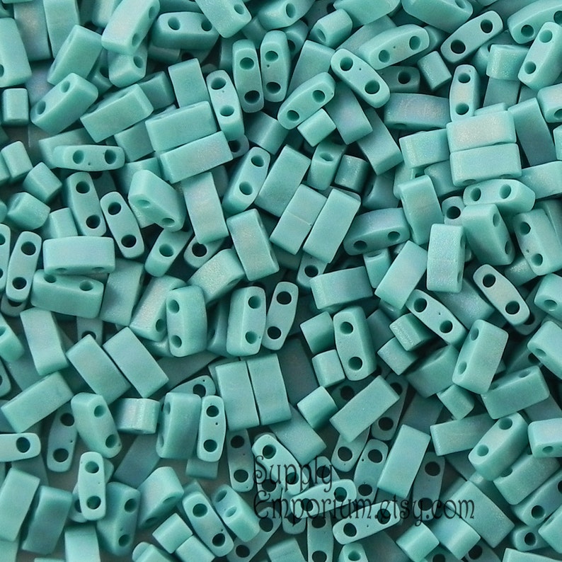 HTL2035 10 Grams Miyuki Tila Half Cut Beads-Khaki Op.Matte Met.Iris