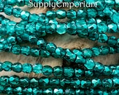 4509 - 3mm Fire Polished Faceted Round Beads - Crystal Marine Metallic Ice 3mm Beads - 3mm Crystal Marine Metallic Ice Beads - 50 Beads