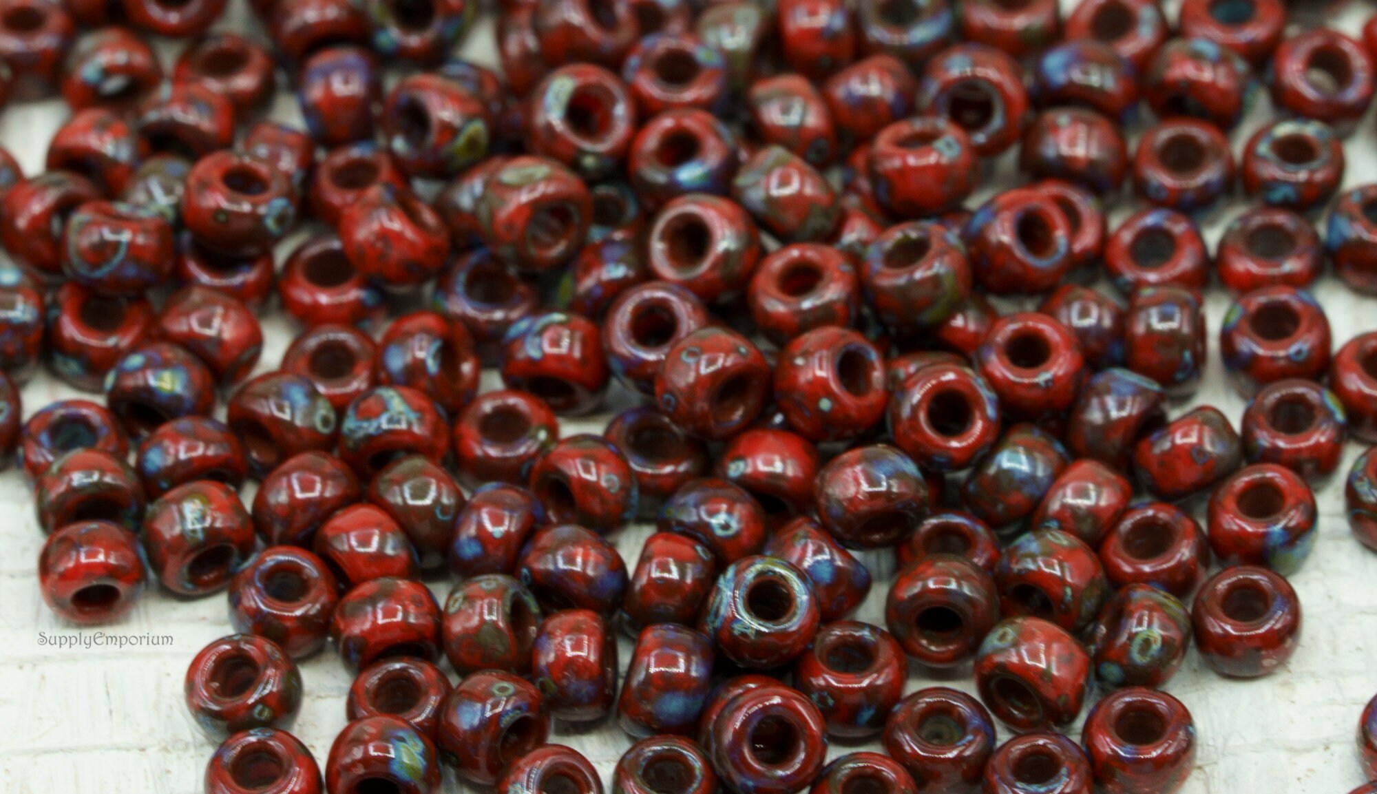 8/0 Miyuki Seed Beads Opaque Red Picasso Miyuki 8-4513 Red Picasso 8/0 Seed  Beads, 1427 15g 