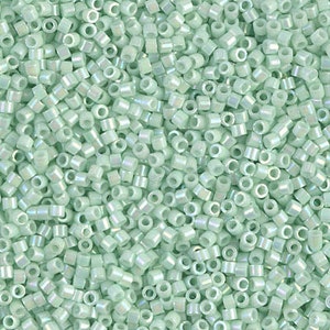 DB1506 - 11/0 Miyuki Delica Seed Beads - Opaque Light Mint AB Delica 1506 - Delica DB-1506, 5 Grams