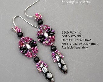 DISCO PINK Bead Pack for Dragonfly Earrings, Free Tutorial by Deb Roberti Available Separately