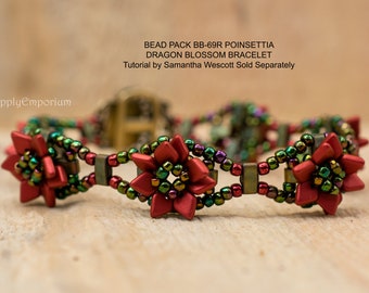 Bracelet Bead Pack - DIY Bracelet - Bracelet Supplies - Poinsettia Dragon Blossom Bracelet Bead Pack BB-69R, See NOTE