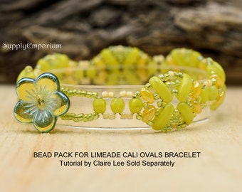 Bead Pack - DIY Bracelet - Bracelet Supplies - Bead Weaving Supplies -  Limeade Cali Ovals Bracelet Bead Pack - BB-219R