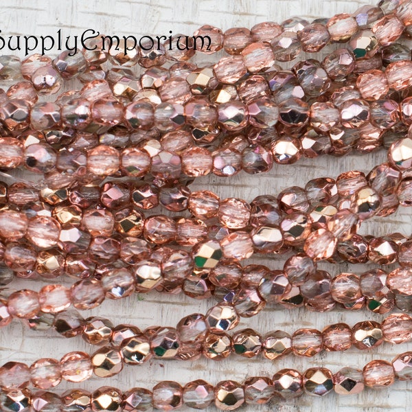 Round Beads, Fire Polished Round, Czech Glass Firepolish Round Beads, Apollo Gold 3mm Fire Polish Round Bead, 6367 (50)