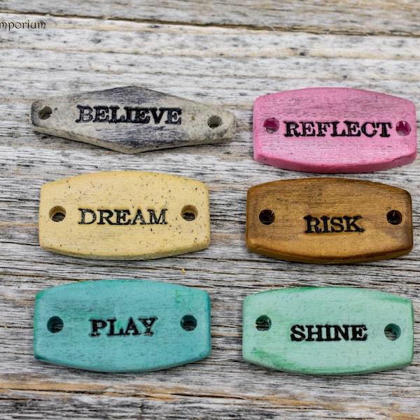 Polymer Clay Word Connector, 1 Piece, YOUR CHOICE of Words CLAY 3087