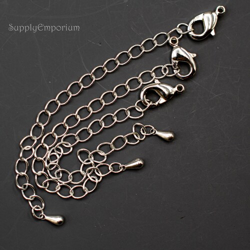5092 F Silver Plated Lobster Clasp With 3 Extender Etsy