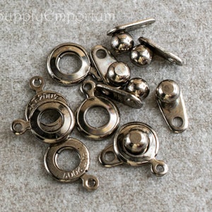 YOUR CHOICE  Patented 6mm or 8mm Pewter Snap Clasp - Pewter Ball and Socket Clasp 6747-F 3493F; 4 clasps