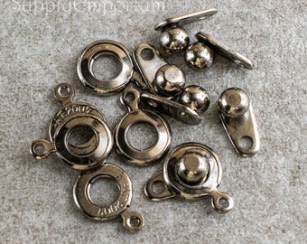 YOUR CHOICE  Patented 6mm or 8mm Pewter Snap Clasp - Pewter Ball and Socket Clasp 6747-F 3493F; 4 clasps