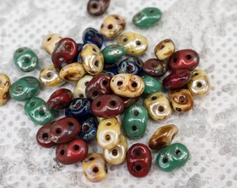 Exclusive Superduo Mix, Czech Superduo Mix , 2 Hole Superduo, 2.5x5mm, Mediterranean Landscape Picasso Mix Super Duos, 885 (15g)