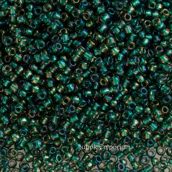 11/0 Toho Prairie Green Lined Crystal Seed Bead, Prairie Green Lined Crystal 11-270 Toho Seed Beads, 3097R (10g)