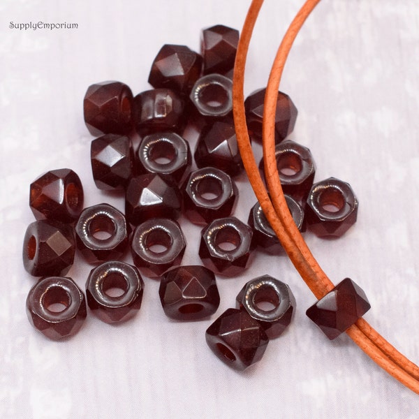 Roller Beads, Transparent Garnet Faceted Crow Beads, Garnet Crow Beads, 25 Beads, Czech Garnet Red Crow 4x6mm Rondelle, 5429