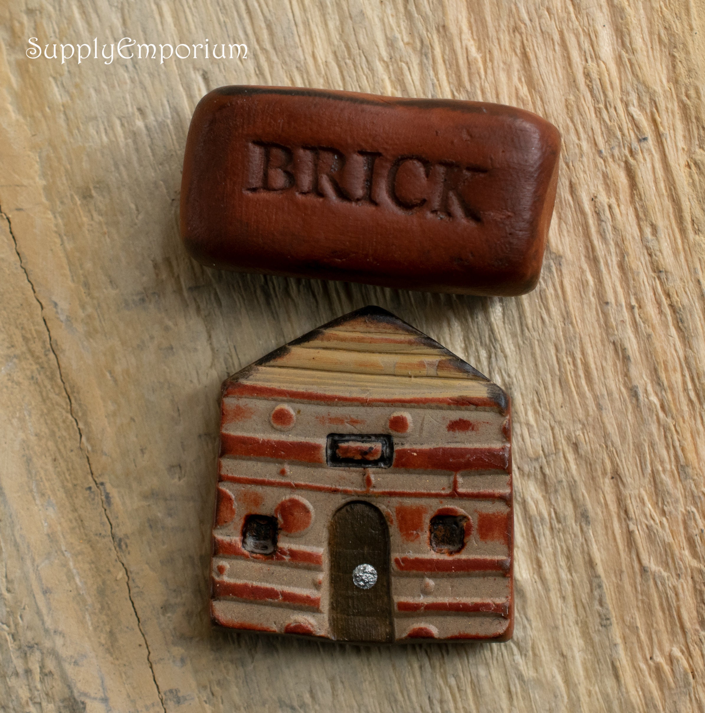 CLAY313 Polymer Clay BRICK HOUSE 23x26mm House and Brick Etsy
