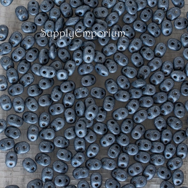 Superduos, Czech Glass Superduo, 2 Hole Superduo, 2.5x5mm, Matte Hematite Super Duo Beads, 5251 (15g)