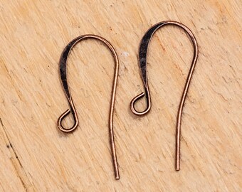 3625F (24 pieces - 12 pairs)   - Antique Copper Plate 26mm French Fishhook Earwires
