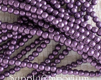 3mm Saturated Metallic Tawny Port Druk Beads, 3mm Metallic Tawny Port Smooth Round Druk, 5119  (100)