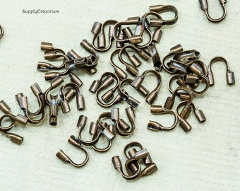 2594 F - Antique Copper Wire Protectors,  Antique Copper Wire Guards, 50 pieces