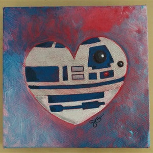 R2-D2 Heart Acrylic Painting/Star Wars/Droid/Droid Heart/Disney