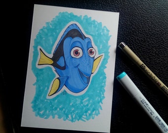 Dessin original au marqueur Dory - Le monde de Nemo, Disney, Pixar